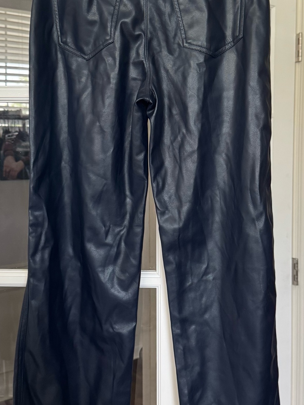 Garage Women's Navy Faux Leather Straight-Leg Pants - Picture 2 of 5